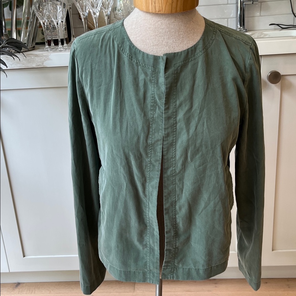 EUC Eileen Fisher sage green tencel long sleeve lightweight open front jacket